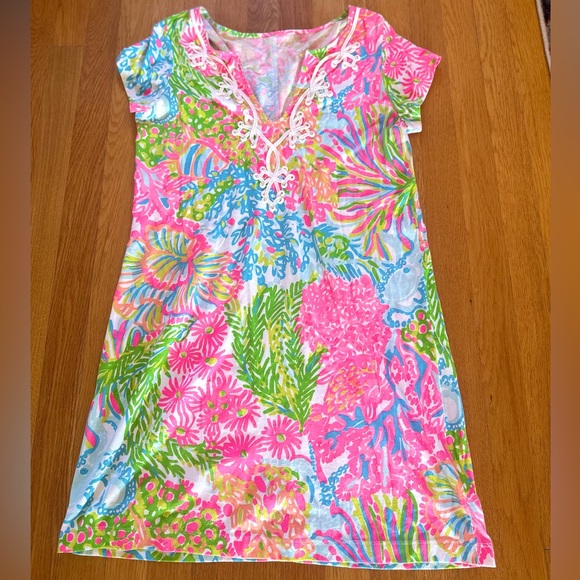Lilly Pulitzer Brewster Dress in More Lovers Coral Pink Women’s Large - Picture 1 of 4